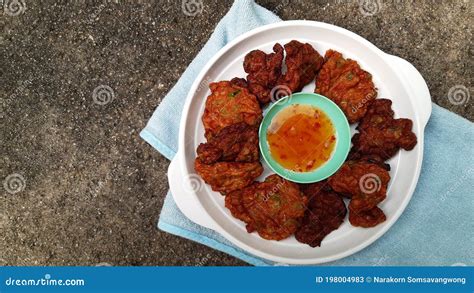 Fried Fish Paste Balls Or Deep Fried Fish Cake Thai Food Style Stock