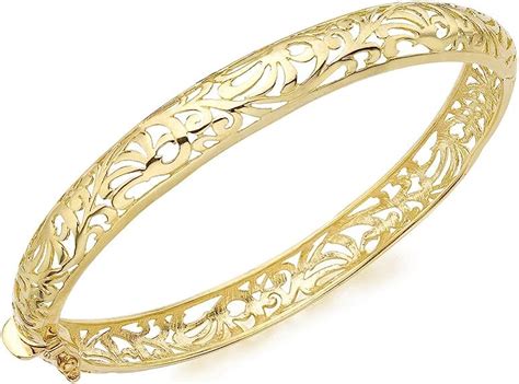 Carissima Gold Womens 9 Ct Yellow Gold Art Nouveau Style Bangle Uk Fashion