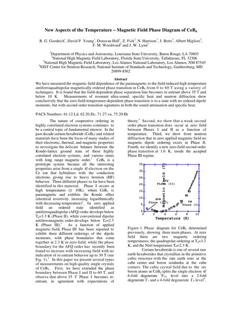 Pdf Extension Of The Temperature Magnetic Field Phase Diagram Of Ceb