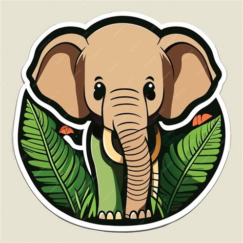 Cartoon African Forest Elephant Sticker Illustration Premium Ai Generated Vector