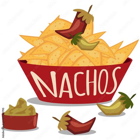 Nachos With Guacamole Sauce And Chili Pepper Mexican Traditional Food