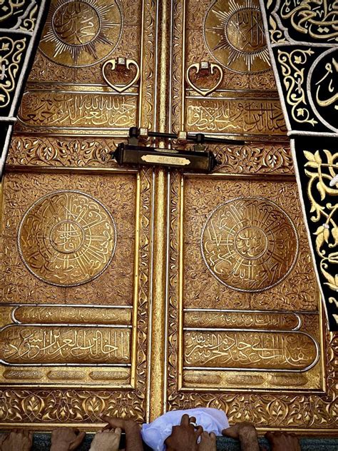 Al Kaaba Golden Door In Al Haram Mosque Mecca Saudi Arabia Hajj And