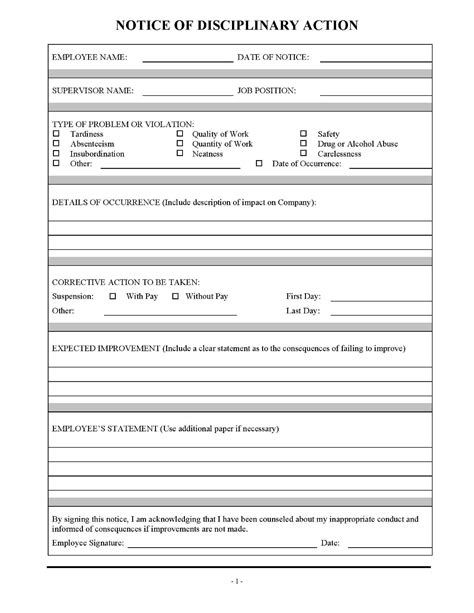 Employee Write Up Template Pdf