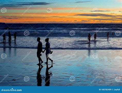 Tropical Ocean Beach People Sunset Editorial Stock Image Image Of