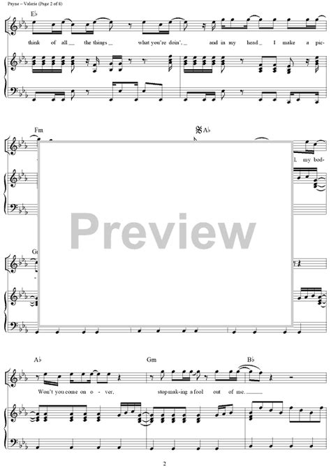 Valerie Sheet Music By Amy Winehouse For Pianovocalchords Sheet