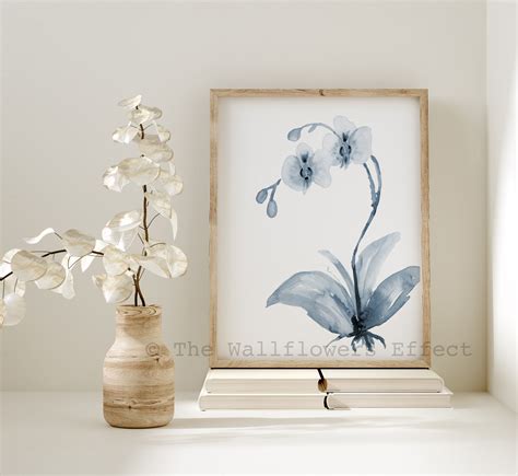 Orchid Wall Art, Blue Watercolor Orchid Painting, Blue Floral Art Print ...