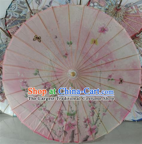 Chinese Handmade Paper Umbrella Folk Dance Pink Oilpaper Umbrella Yangko Umbrella