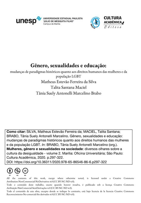 Pdf G Nero Sexualidades E Educa O Mudan As De Paradigmas