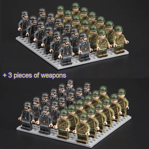 24pcsset American Germany Soldier Minifigures Toy Building Kit Toys