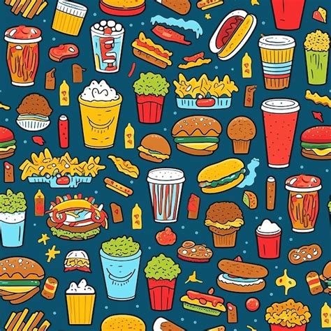 Premium Ai Image Fast Food Seamless Pattern