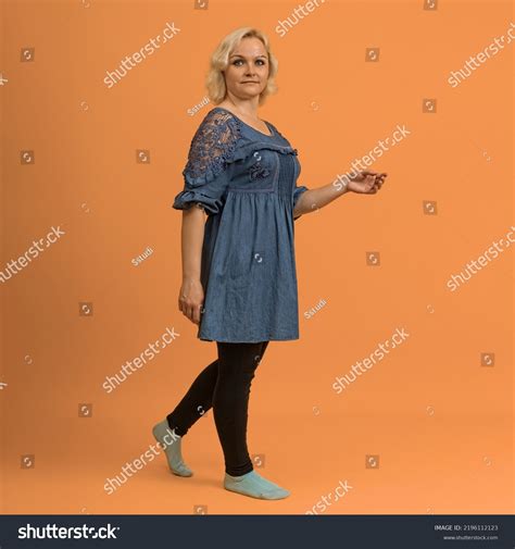Pretty Bbw Blonde Woman Blue Dress Stock Photo 2196112123 Shutterstock