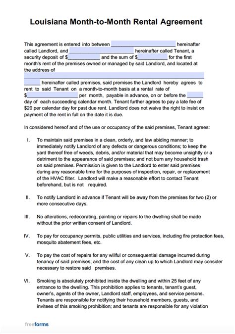 Free Louisiana Rental Lease Agreement Templates PDF WORD