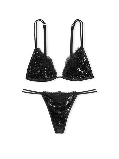 Buy Sequin Strappy Bralette And Panty Set Order Undefined Online Victorias Secret Us