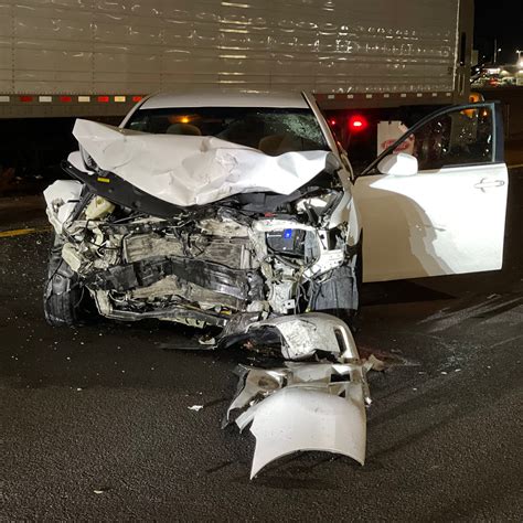 White Car Accident At Night