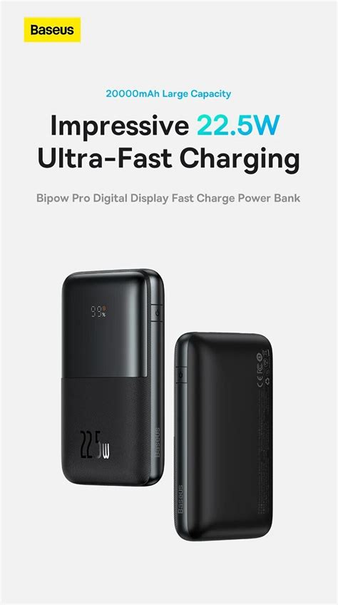 Baseus Power Bank Bipow Pro Mah W Charge Rapide Pd Qc