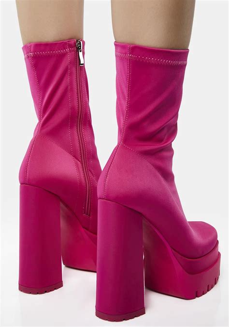 Azalea Wang Double Stacked Platform Heel Boots Pink Dolls Kill