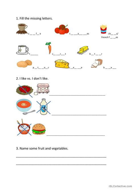 Food And I Like And I Dont Like English Esl Worksheets Pdf And Doc