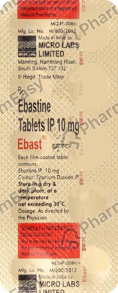 Ebastine 10mg Ebast Tablet Uses Side Effects Dose And 43 OFF