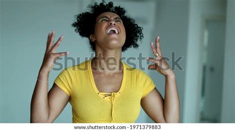 Upset Black Woman Yelling Sky Angry Stock Photo 1971379883 Shutterstock