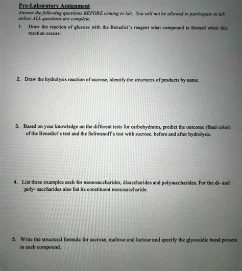 Solved Pre-Laboratory Assignment Answer the following | Chegg.com 