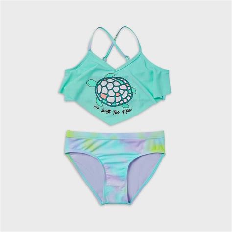 NWT JUSTICE Girl Swimsuit Tankini Bikini Sea Turtle Swim Set EBay