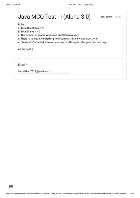Java Mcq Test I Alpha 3 Studocu
