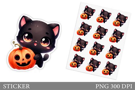 Cute Cat Sticker Cute Halloween Sticker Graphic By Shishkovaiv