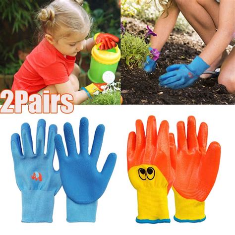 Zhaomeidaxi 2 Pairs Kids Gardening Gloves For Ages 4 7 Comfortable