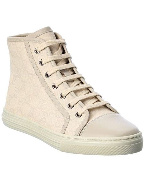 Gucci GG Canvas Leather High Top Sneaker In Natural Lyst