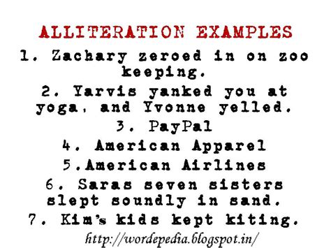 WORDEPEDIA: Alliteration examples