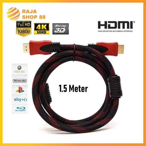 Kabel HDMI To HDMI 1 5M Serat Jaring High Quality 1080p Lazada Indonesia