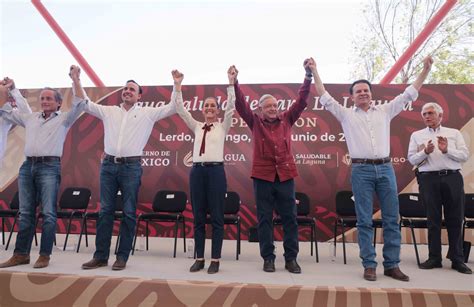 Claudia acompaña a AMLO en supervisión de Agua Saludable para la Laguna