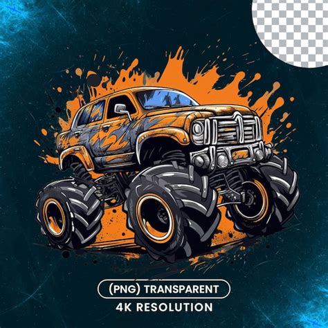 Camion Monstre Avec De Grandes Roues Monstre Avec Un Fond Transparent ...