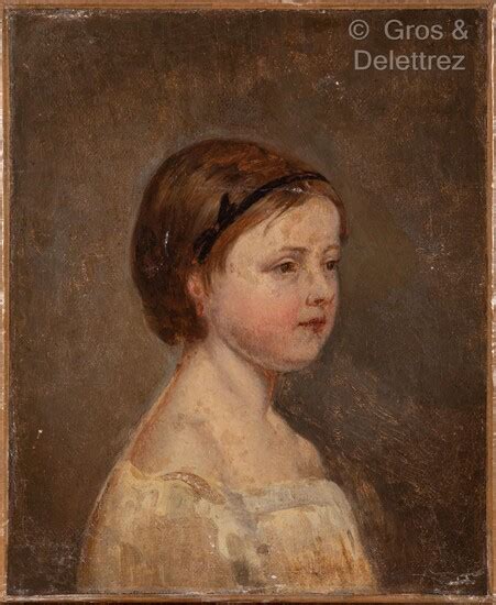 Ecole du XIXe siècle Portrait de jeune fille au nœud noir Huile sur