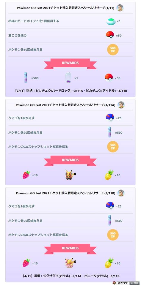 ポケモンgo攻略情報＠ポケマピ On Twitter Go Fest 2021限定スペシャルリサーチの内容が確認されています🔍 3回選択が