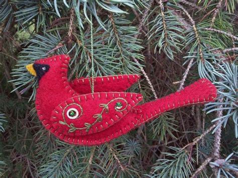 Wool Felt Cardinal Ornament Cardinal Christmas Ornament Etsy