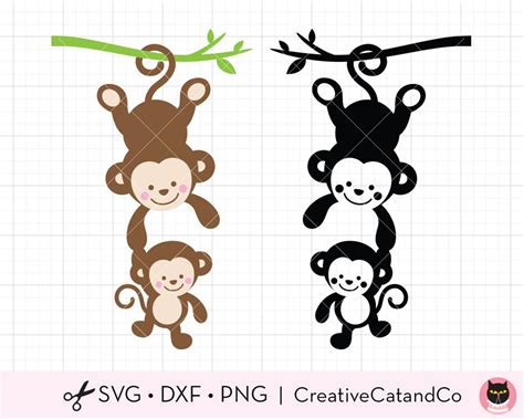 Monkey Svg Dxf Monkey Mom And Baby Monkey Silhouette Mama And Baby