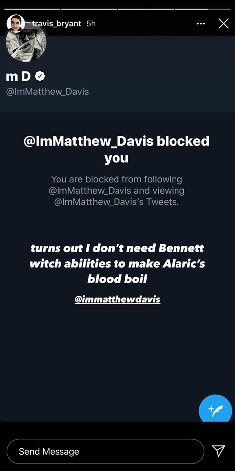 Travis Bryant responds to Legacies Co-Star Matthew Davis Blocking him