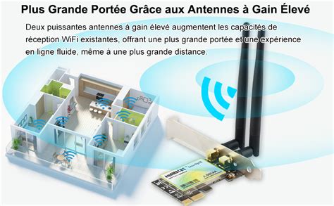 Carte Wifi Ziyituod Mbps Wifi Pcie Carte Wifi Double Bande Ghz