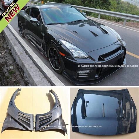 For Nissan GTR R35 Real Carbon Fiber Body kits Exterior Hoods Panels Side Fender for Sale ...