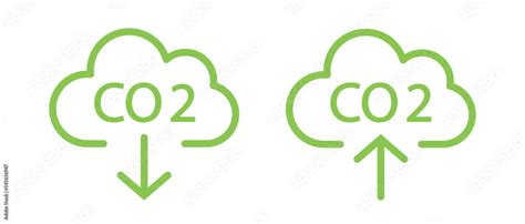 Co Emission Flat Icon Set Carbon Reduction Reduce Gas Pollution Air