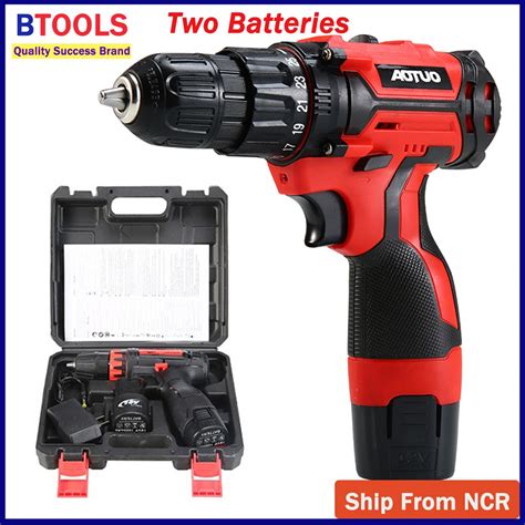 BTools Cordless Lithium Electric Drills Double Speed With 2 Li Ion