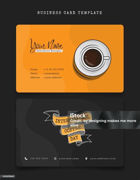 Template Ktp Atau Kartu Nama Dengan Coffee Dan Lettering Untuk Desain