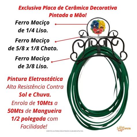 Suporte Mangueira Enrolador De Parede Jardim Amor Perfeito