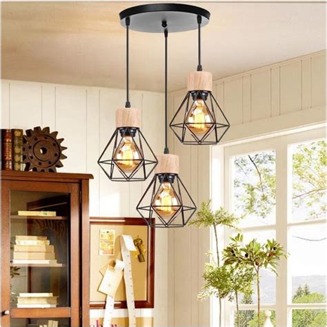 Tempas Suspension Pendentif Vintage Douille Lustre En M Tal Bois E