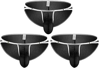 Golirsteca Men S Breathable Mesh Bulge Pouch Triangle Panties Metal Snap Button String Bikini