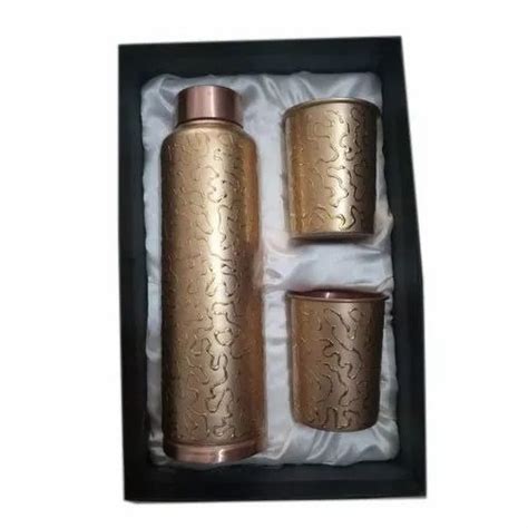 Brass Copper Water Bottle With Glass Set Packaging Type Box At Rs