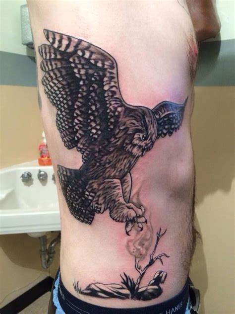 Owl Catching Fire tattoo by Michael O'Wiltse at Your Mom's Tattoo ...