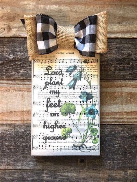 Hymn Hymnal Sign Higher Ground Sheet Music Encouragement | Etsy ...