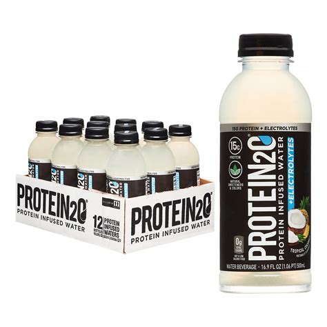 Protein2o Electrolytes 15g Whey Protein Infused Water Tropical Coconut 169 Fl Oz 12 Pack